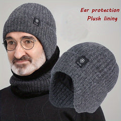 Men's Winter Warm Ear Protection Knitted Woolen Hat For Middle Aged And Elderly