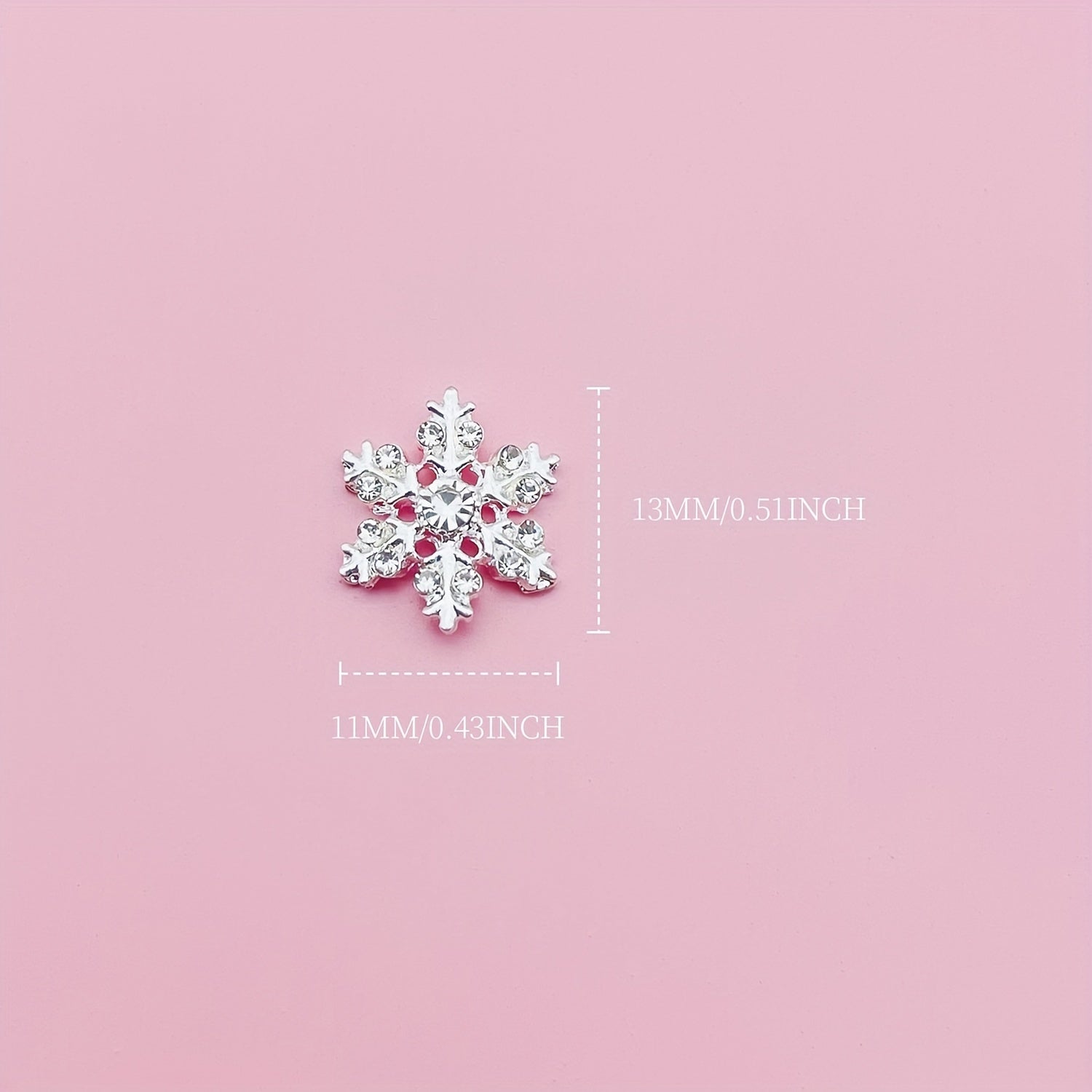10pcs Christmas Snowflake Nail Charms with Rhinestones 3D Nail Gem Jewelry