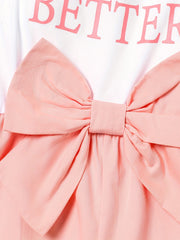 Girls Letter Graphic Bow Front Spliced Cami Rompers Kids Summer Clothes