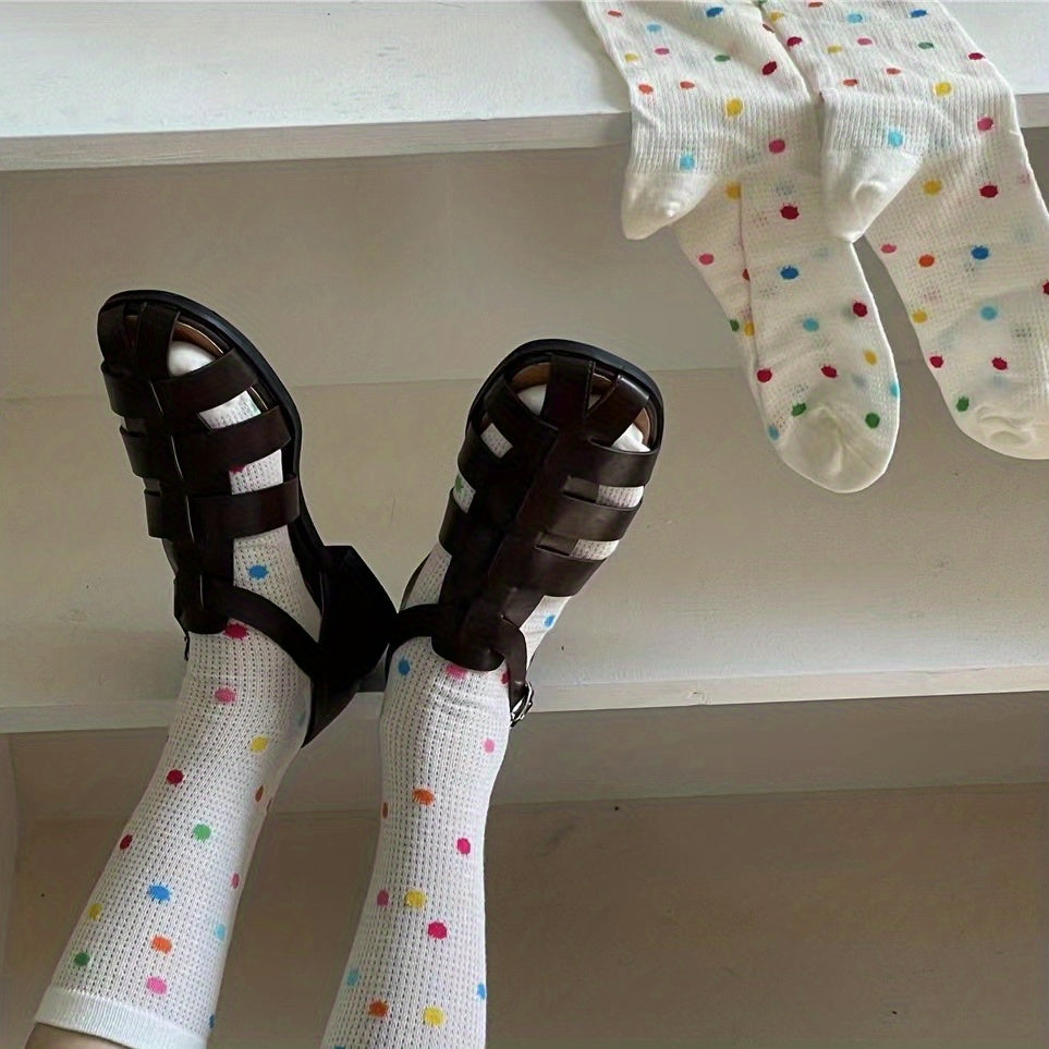 Girls Kids Polka Dot Crew Socks Breathable Comfy Children s Socks