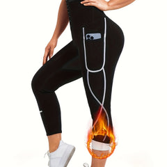 Women's Sauna Sweat Pants High Waist Leggings With Pocket
