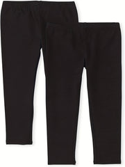 3pcs Girls Slim Fit Basic Leggings Pants Elastic Waist Tights Pants Kids Clothes