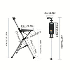 Portable Cane Seat, 117.93KG Capacity, Aluminum Alloy, Durable