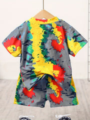 2pcs Baby Boys Tie Dye T shirt & Shorts Set Summer Baby Clothes