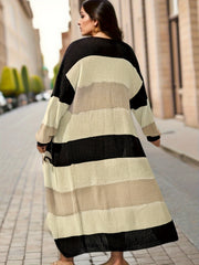 Colorblock Longline Cardigan Women's Plus Casual Sweater Cardigan