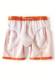 Jellyfish Print Tropical Drawstring Swim Trunk Men's Board Shorts