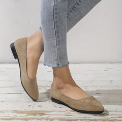Women's Pointed Toe Ballet Flats Slip On Soft Sole Micro Suede Shoes