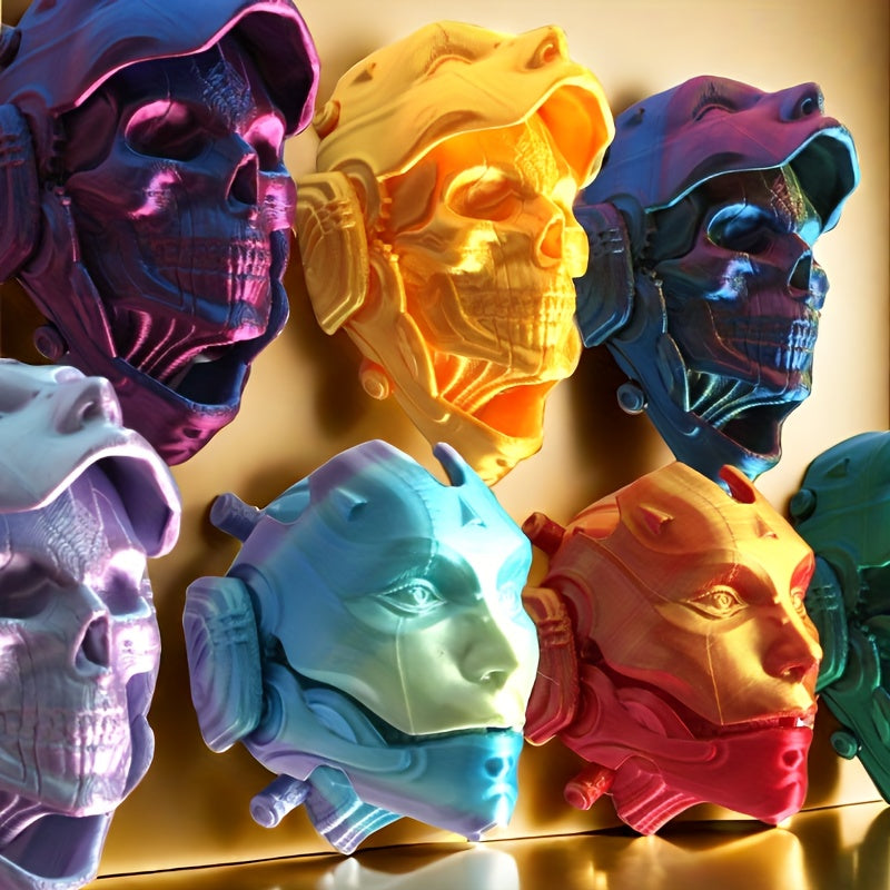 Adjustable 3D Printed Mechanical Skull Mask Model Articulating Desk Decor