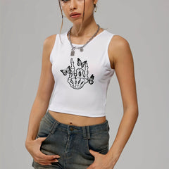 Skeleton Hand & Butterfly Tank Top