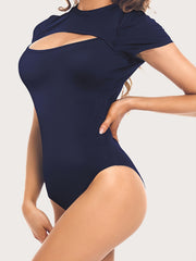 Sexy Crew Neck Cut Out Skinny Bodysuit