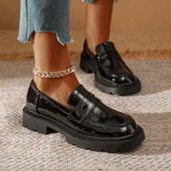 Women's Chunky Loafers Patent Leather Shoes