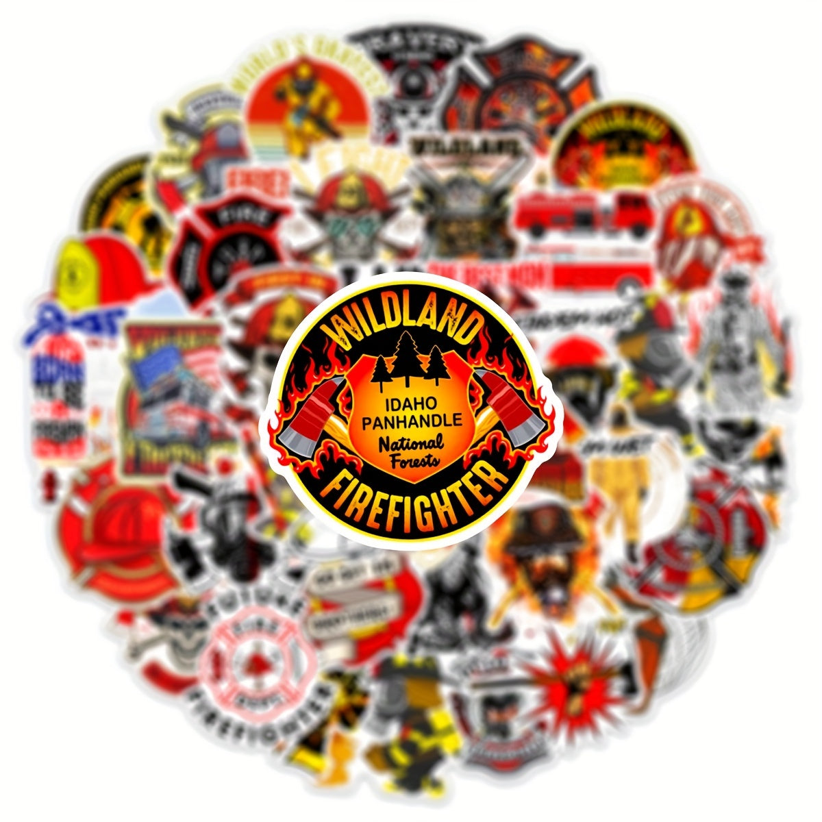 50pcs Firefighter Doodle Stickers Waterproof Decorative DIY Creative Toys