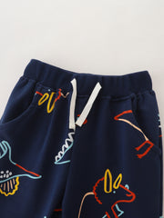 Dinosaur Print Boys Sweatpants Quick Drying Jogger Pants Kids Clothing
