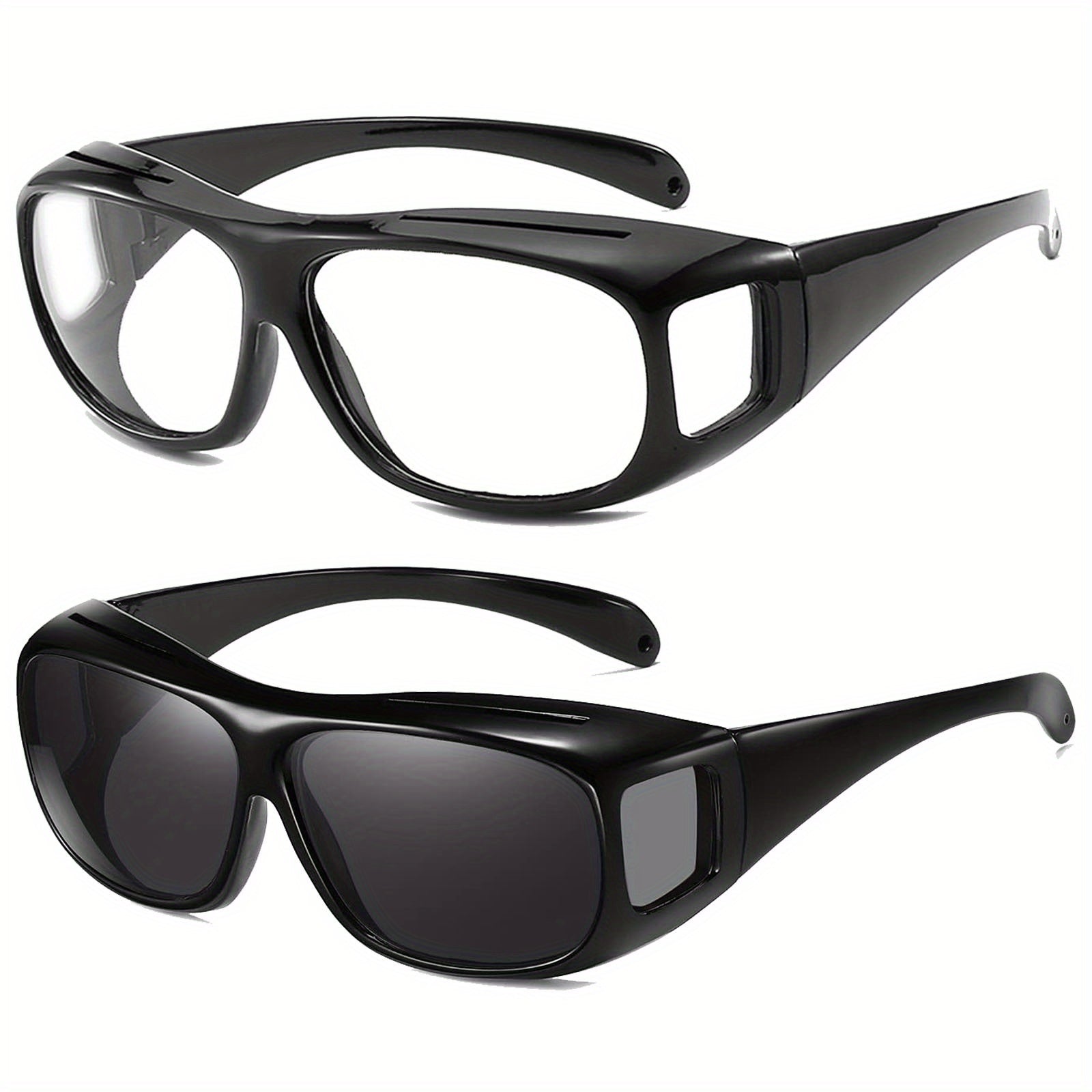 Night Vision Glasses Over Prescription Glasses Wrap Around Sunglasses