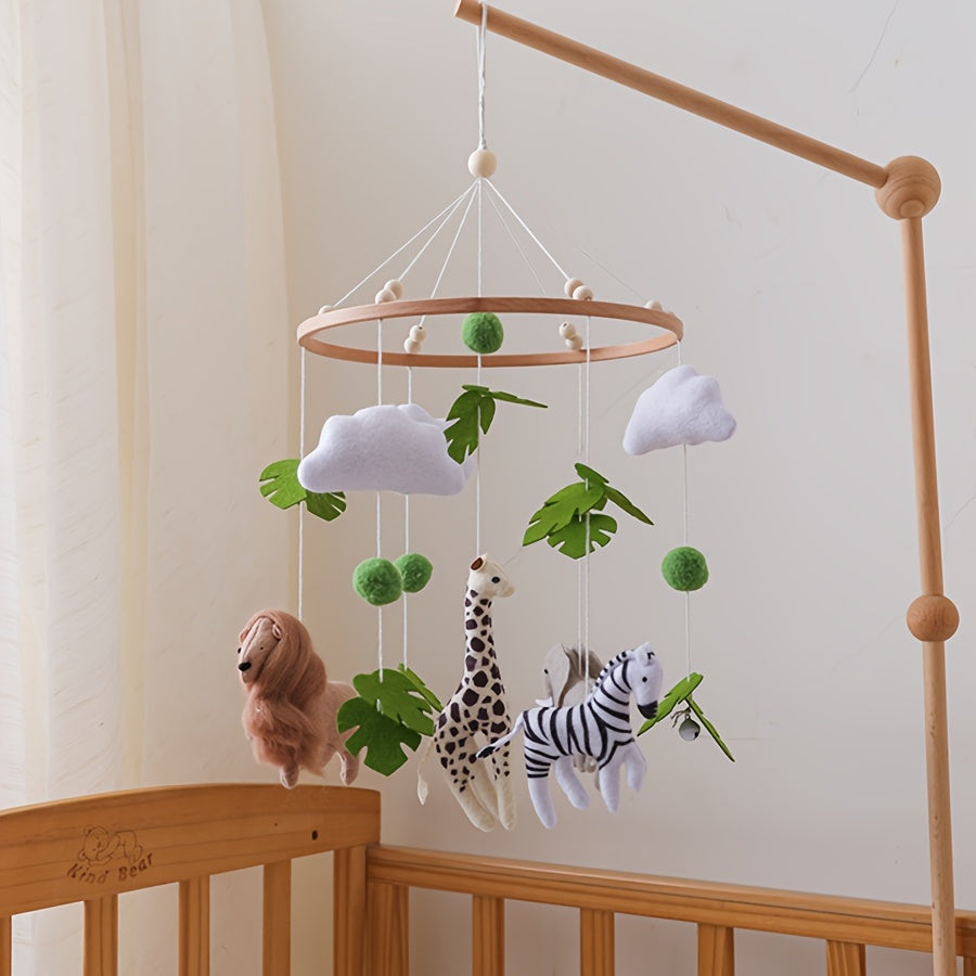 Leaf & Animal Baby Crib Mobile w/ Soft Plush Toys Vibrant Nursery Decor