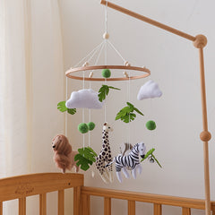 Leaf & Animal Baby Crib Mobile w/ Soft Plush Toys Vibrant Nursery Decor