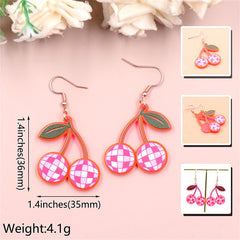 Cherry Fruit Spike Ball Ear Hook Earrings Y2K Jewelry