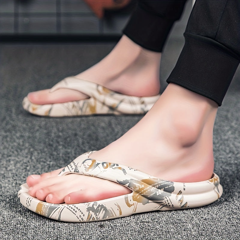 Men's Graphic Thong Sandals Non Slip Flip-flops Beach Slides