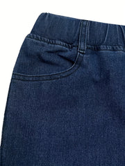 Elastic Waist Skinny Jeans High Rise Denim Pants