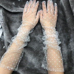 Polka Dot Loose Gloves Long Transparent Thin Breathable