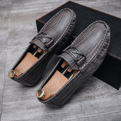 Men's Slip On Loafer Flat Shoes Brown Grey