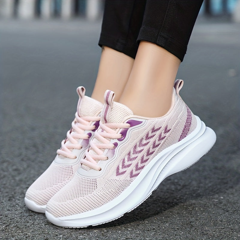 Women's Arrow Pattern Running Shoes Flying Woven Gym Lace Up Outdoor Sneakers