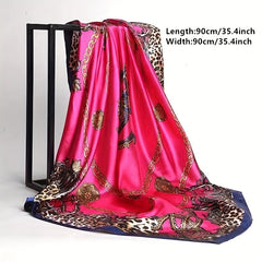 Leopard Chain Shawl Red Silk Scarf 35 43 Small Square Casual Women Wrap