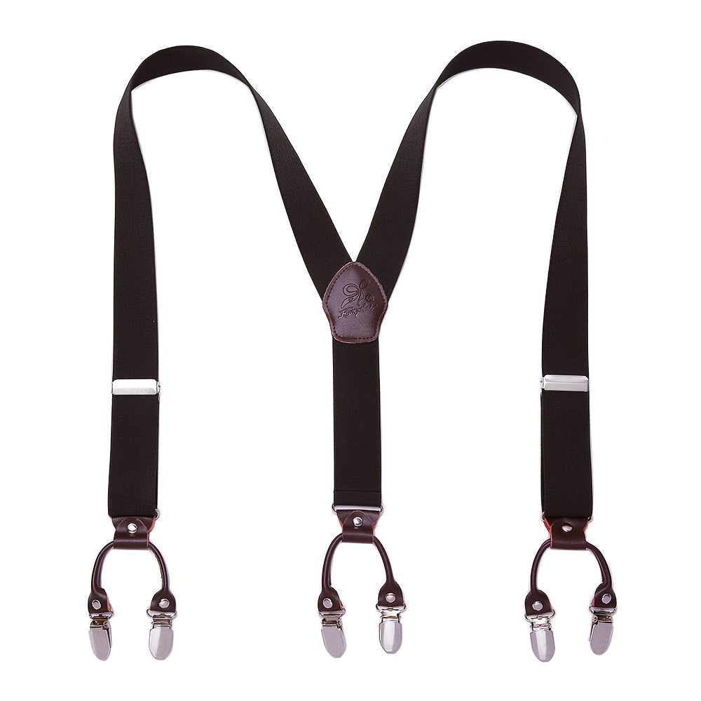 Men's Y Back Suspenders with 6 Metal Clips for Wedding