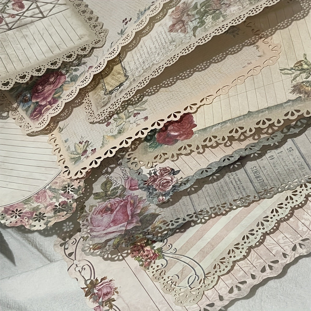 10pcs Retro Lace Journal Decoration Material For Students Teens