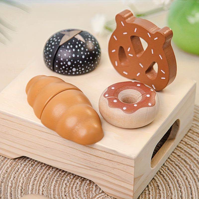 13pcs Wooden Bread Cutting Board Role Playing and Family Interaction