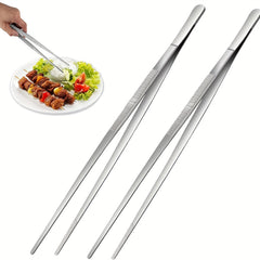 2PCS Stainless Steel Food Tongs Churrasco Tweezers Clip