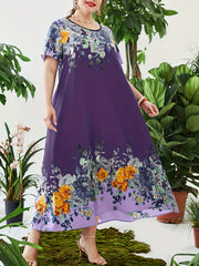 Boho Kaftan Dress Floral Print Maxi Dress