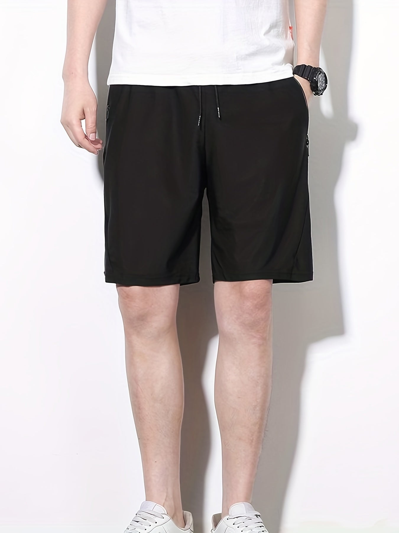Men s Casual Loose Pocket Elastic Waist Drawstring Shorts