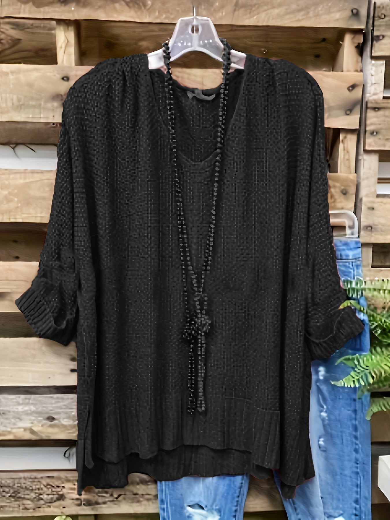 V-Neck Ribbed Sweater Long Sleeve Pullover Jumper