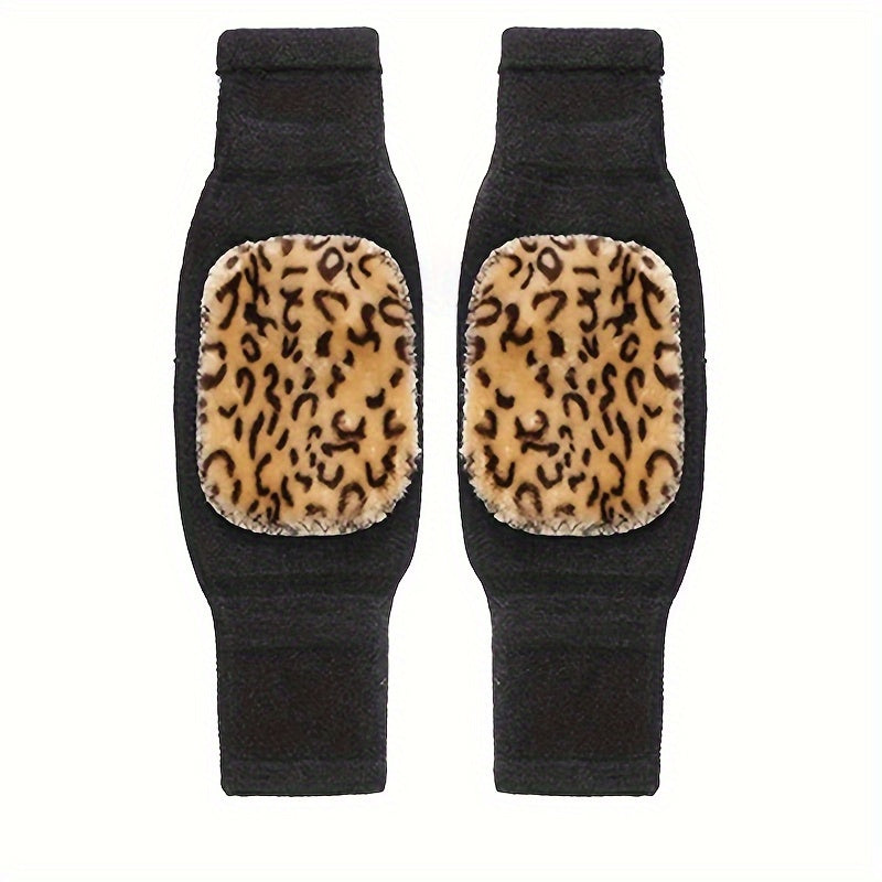 2pcs Winter Warm Knee Pads Double Thick Wool Protection Fleece Wind Cold Gear