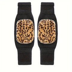 2pcs Winter Warm Knee Pads Double Thick Wool Protection Fleece Wind Cold Gear