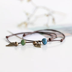 Vintage Leaf Pendant Anklet Waterproof Ankle Bracelet for Women