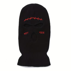 Embroidered 3 Holes Ski Mask Winter Balaclava Hat Neck Warmer