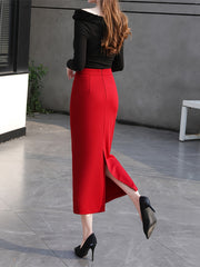 Solid Slim Maxi Pencil Skirt for Women Office Casual Wear