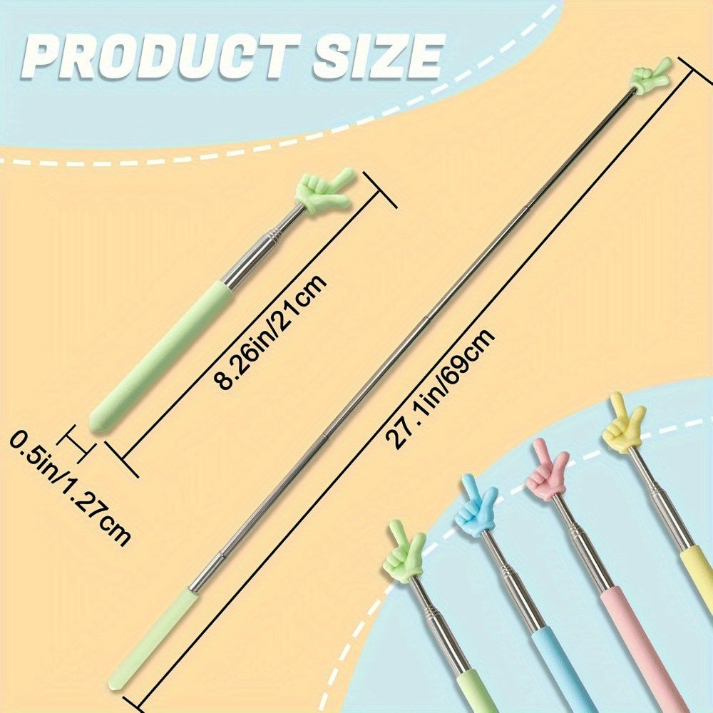 1pc Retractable Finger Reading Rods Stainless Steel Yellow Pink Green Purple