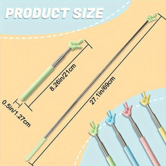 1pc Retractable Finger Reading Rods Stainless Steel Yellow Pink Green Purple
