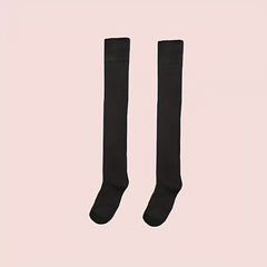 3 Pairs Solid Thigh High Socks Over The Knee Stockings