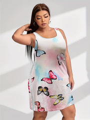 Butterfly Tie Dye Lace Panel Loungewear Dress