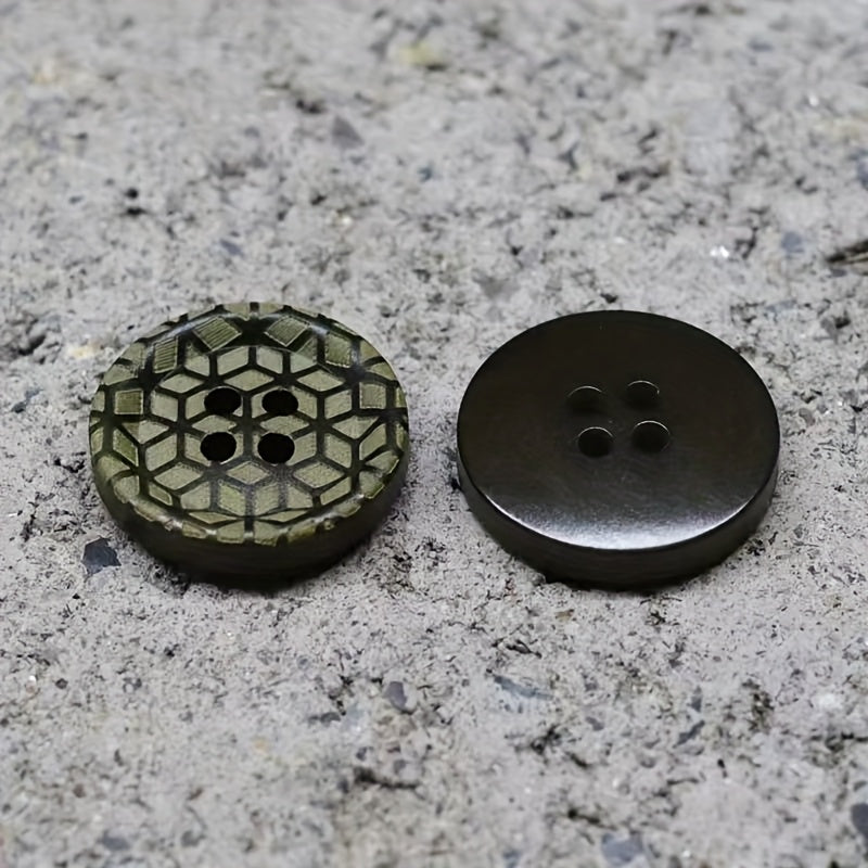 5pcs 15mm Rhombus Plaid Real Button Retro Style Buttons