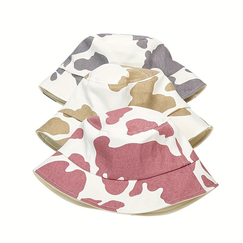 Cow Pattern Cartoon Bucket Hat Lightweight Sunscreen Travel Beach Hats