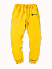 Chicago Letter Print Casual Joggers Men's Sweatpants