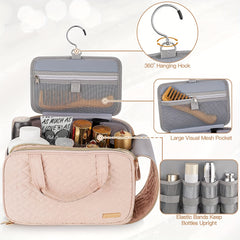Large Capacity Toiletry Bag Portable Cosmetic Organizer Pink