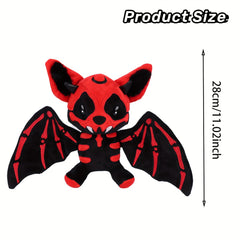 Halloween Skeleton Bat Plush Toy with Orange Wings Soft Stuffed Animal Red
