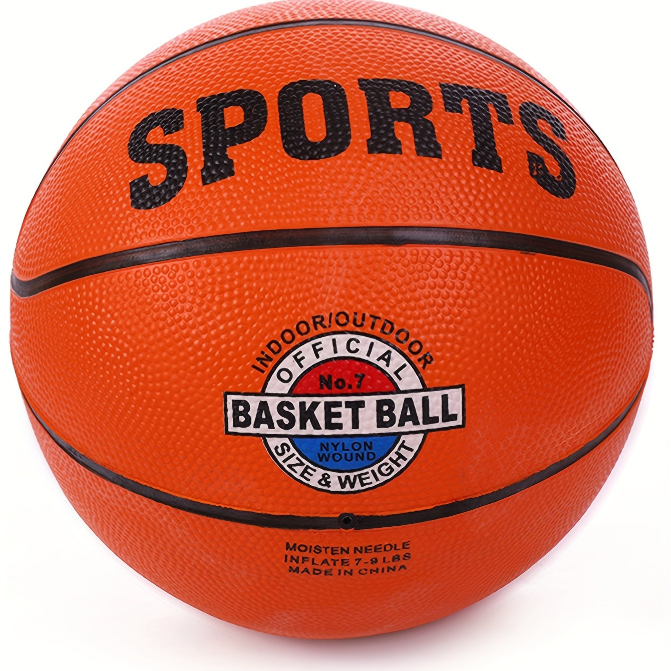 Rubber Basketball Size 7 for Adult with Needle and Net Bag