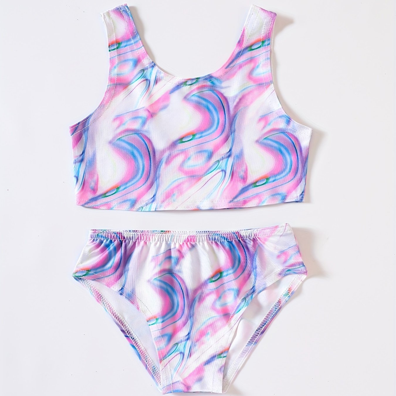 Girl's Tie Dye Bikini Set Tank Top & Briefs Beach Vacation Swimwear